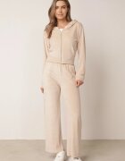 defox Compleu De Trening Bej Din Velur cu Bluză Scurtă și Pantaloni Largi Arilei
