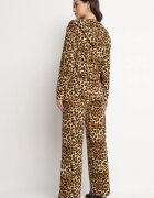 defox Compleu de trening Maro deschis cu imprimeu leopard Bluză și Pantaloni largi Edilessa