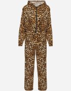 defox Compleu de trening Maro deschis cu imprimeu leopard Bluză și Pantaloni largi Edilessa