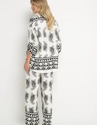 defox Compleu din viscoză alb-negru cu imprimeu Paisley cămașă și pantaloni Vallevi