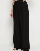 defox Compleu Negru din Viscoză Cămașă cu Mâneci Rulate și Pantaloni Largi Dormoi