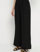 defox Compleu Negru din Viscoză Cămașă și Pantaloni Sesanila