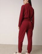 defox Compleu sport Bordeaux din material reiat Bluză cu guler și pantaloni cu elastic în talie Kerulla