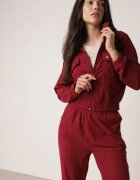 defox Compleu sport Bordeaux din material reiat Bluză cu guler și pantaloni cu elastic în talie Kerulla