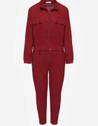 defox Compleu sport Bordeaux din material reiat Bluză cu guler și pantaloni cu elastic în talie Kerulla