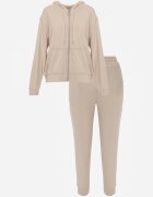 defox Compleu trening Bej Bluză cu glugă cu fermoar și pantaloni tip jogger Nedisare
