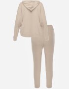 defox Compleu trening Bej Bluză cu glugă cu fermoar și pantaloni tip jogger Nedisare