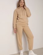defox Compleu Trening Bej închis Bluză cu glugă și cu buzunar tip cangur și Pantaloni Liriela