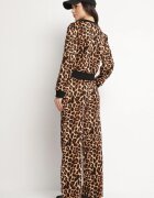 defox Compleu Trening Maro Leopard Bluză cu manșete și Pantaloni largi Sonaniela