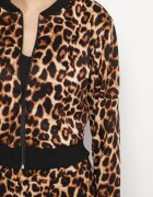 defox Compleu Trening Maro Leopard Bluză cu manșete și Pantaloni largi Sonaniela
