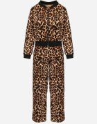 defox Compleu Trening Maro Leopard Bluză cu manșete și Pantaloni largi Sonaniela