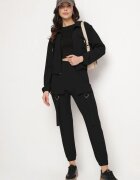 defox Compleu Trening Negru Bluză cu fermoar și Pantaloni Slim în stil Utility Telavienna