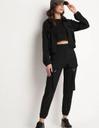 defox Compleu Trening Negru Bluză cu fermoar și Pantaloni Slim în stil Utility Telavienna
