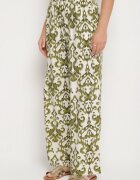 defox Compleu Verde închis din Viscoză cu Model Ornamental Cămașă și Pantaloni Evialirae