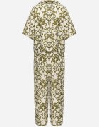 defox Compleu Verde închis din Viscoză cu Model Ornamental Cămașă și Pantaloni Evialirae