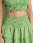 defox Compleu Verde Top Elastic cu Bretele Legate și Fustă Evazată Evialia