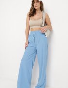 defox Pantaloni Albaștri Cu Dungi Cu Picioare Largi și Cu Elastic în Talie Itrulla