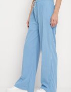 defox Pantaloni Albaștri Cu Dungi Cu Picioare Largi și Cu Elastic în Talie Itrulla