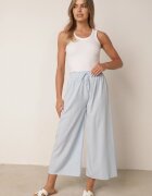defox Pantaloni Albastru deschis Largi cu Talie Înaltă cu Viscoză și Elastic în Talie Criseldas