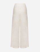 defox Pantaloni Albi De bumbac cu talie elastică cu croială lejeră Efraia
