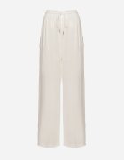 defox Pantaloni Albi din bumbac Largi cu elastic în talie Efranica