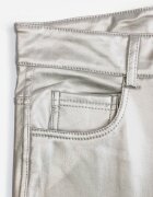 defox Pantaloni Argintii Ajustați din Imitație de Piele Viremi