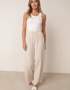 defox Pantaloni Bej cu Vâscoză cu Croi Larg cu Elastic în Talie Lavirre