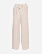 defox Pantaloni Bej cu Vâscoză cu Croi Larg cu Elastic în Talie Lavirre