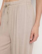 defox Pantaloni Bej de bumbac cu elastic în talie cu o croială lejeră Efraia