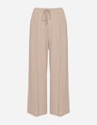 defox Pantaloni Bej de bumbac cu elastic în talie cu o croială lejeră Efraia