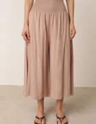 defox Pantaloni Bej de bumbac cu picioare foarte largi Fenala