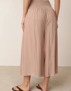 defox Pantaloni Bej de bumbac cu picioare foarte largi Fenala
