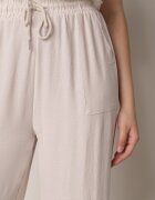 defox Pantaloni bej deschis cu croială largă din vâscoză cu talie elastică Lavirre