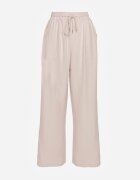 defox Pantaloni bej deschis cu croială largă din vâscoză cu talie elastică Lavirre