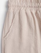 defox Pantaloni bej deschis cu croială largă din vâscoză cu talie elastică Lavirre