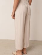 defox Pantaloni bej deschis din bumbac cu picioare largi Palazzo cu elastic în talie Nesira
