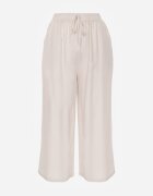 defox Pantaloni bej deschis din bumbac cu picioare largi Palazzo cu elastic în talie Nesira