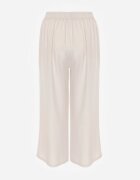defox Pantaloni bej deschis din bumbac cu picioare largi Palazzo cu elastic în talie Nesira