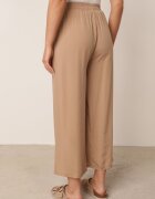 defox Pantaloni bej închis cu picioare largi Palazzo cu elastic în talie Nesira