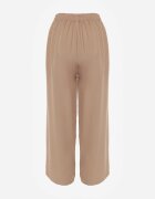 defox Pantaloni bej închis cu picioare largi Palazzo cu elastic în talie Nesira