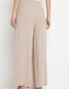 defox Pantaloni Bej Închis de Bumbac Ample cu Elastic în Talie Efranica