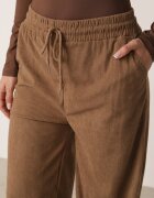 defox Pantaloni Bej închis Reiați cu picioare largi și cu elastic în talie Itrulla