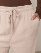 defox Pantaloni bej larghi cu talie înaltă legați cu șnur Cosetta
