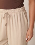 defox Pantaloni Bej Largi cu Buzunare și Elastic în Talie și Șnur Enivia