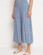 defox Pantaloni culotte Albastre din bumbac cu talie înaltă și cu imprimeu floral Ondinne