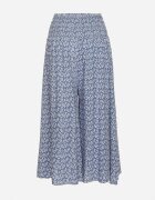 defox Pantaloni culotte Albastre din bumbac cu talie înaltă și cu imprimeu floral Ondinne