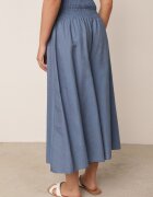 defox Pantaloni culotte albastri deschiși din bumbac largi cu talie înaltă și elastic în talie Rafea