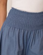 defox Pantaloni culotte albastri deschiși din bumbac largi cu talie înaltă și elastic în talie Rafea
