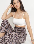 defox Pantaloni Culotte bleumarin cu picioare largi 7/8 și talie elastică Thatasia
