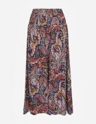 defox Pantaloni culottes bleumarin din bumbac cu model Paisley